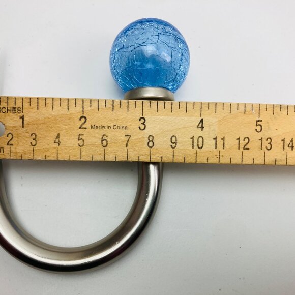 Set Of 4 Blue Crackle Glass Globe Ball Curtain Tiebacks or Wall Hooks Hangers - Picture 7 of 7